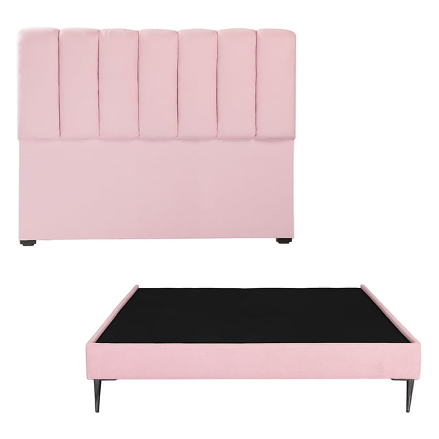 Recámara Queen Size Kami Pink con Cabecera + Base Cama Slim