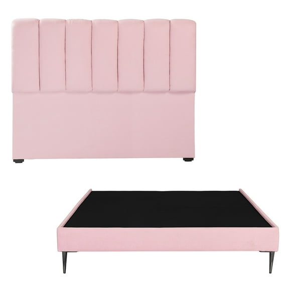 Recámara Queen Size Kami Pink con Cabecera + Base Cama Slim
