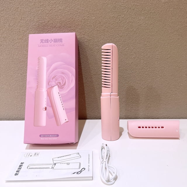 Plancha de pelo inalámbrica, peine, multifuncional, para el hogar, plancha de pelo antirrobo, mini plancha de pelo portátil de doble uso