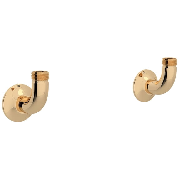 Perrin And Rowe U.6792-2 Georgian Era Bridge Kitchen Faucet Wall Unions - Gold