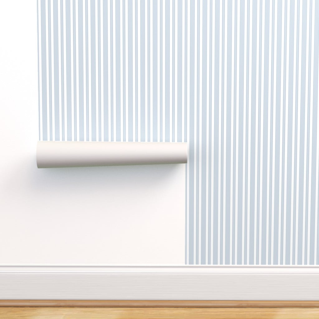 Peel-and-Stick Removable Wallpaper French Ticking Stripe Pinstripe Blue
