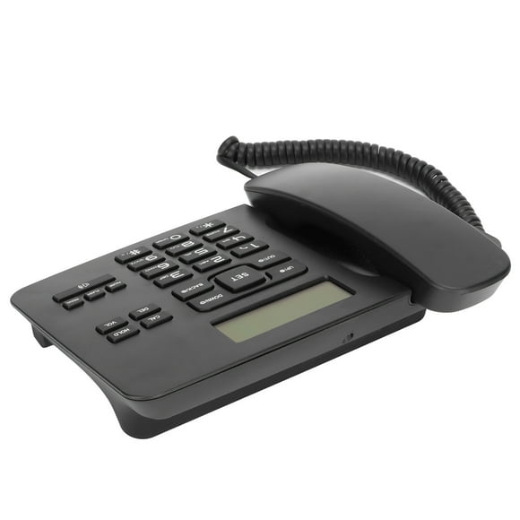 Home Corded Telephone, Function Semi Hands Free 16 Digits LCD Display Desktop Corded Telephone with Answering Machine for Home Black