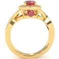 thumbnail image 3 of Three Stone Pink Tourmaline Diamond Peekaboo Halo Engagement Ring In 14k Yellow Gold, 3 of 6