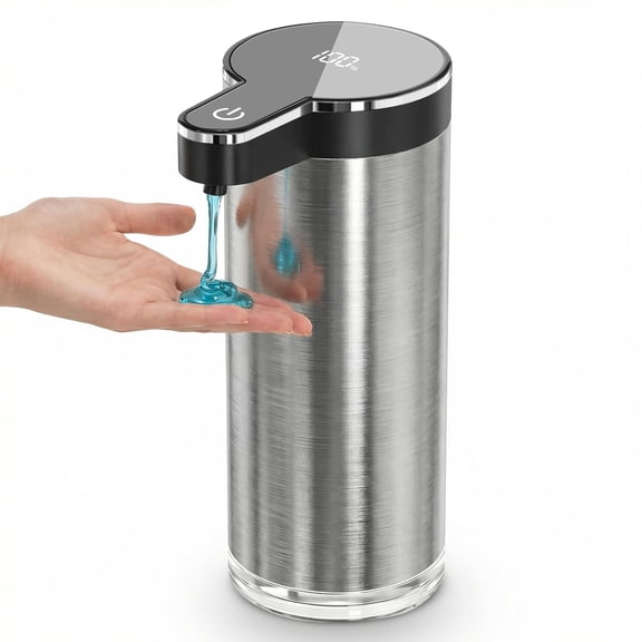 Soap Dispenser, USB Rechargeable Automatic Soap Dispenser Stainless Steel Touchless Foaming Soap Dispenser, 4 Adjustable Settings, 11.8 oz/350 ml for Kitchen and Bathroom (Stainless Steel Black)