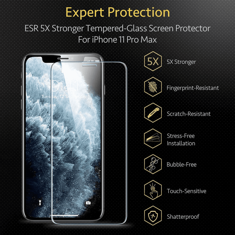 ESR Protector de pantalla compatible con iPhone 11, iPhone XR, marco de  fácil instalación, compatible con fundas, protector de pantalla de vidrio