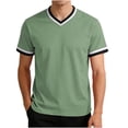thumbnail image 2 of Aofany Mens Big and Tall T-Shirts Casual Solid Color Pullover Shirt Plus Size V Neck Tops for Men Stylish, 2 of 7