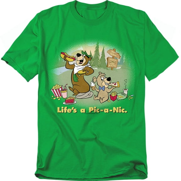 Yogi Bear Lifes A Pic-A-Nic Unisex Adult T Shirt, Kelly Green, Small