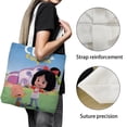 thumbnail image 3 of Cleo y Cuquín Bolso de tela con estampado de lienzo para mujer, bolsa de compras reutilizable y estética, con cremallera interior, regalo para mujer, 35 × 40 cm., 3 of 6