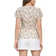 thumbnail image 3 of INSPIRE CHIC Women's Wrap Tops Floral Print V Neck Short Sleeve Tie Waist Peplum Blouses XL Beige, 3 of 5
