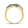 thumbnail image 4 of 10kt Yellow Gold Womens Round Blue Color Enhanced Diamond Band Ring 1/2 Cttw, 4 of 4