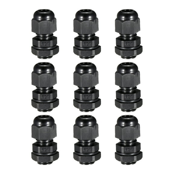 9Pcs PG7 Cable Gland Waterproof Joint Adjustable Black for 3mm-6.5mm Dia Wire