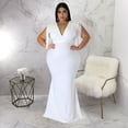 thumbnail image 2 of AURA Women Plus Size V Neck Bodycon Maxi Dress Sleeveless Elegant Party Dress, 2 of 7