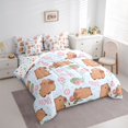 thumbnail image 2 of Erosebridal Cartoon Capybara Bedding Comforter Set 7 Pieces For Kids,Pink Flowers Green Leaves Full Bedding Set For Boys Girls,Super Cozy Room Decor, 2 of 6
