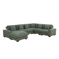 thumbnail image 3 of MAYEERTY Modular Sectional Sofa, Flocking Fabric Couch with Ottoman & Anti-Insect Frame, Green Living Room Furniture, 3 of 12