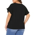 thumbnail image 4 of DARING DIVA Women's Plus Crew Neck Ruffle Blouse 2X Black, 4 of 6