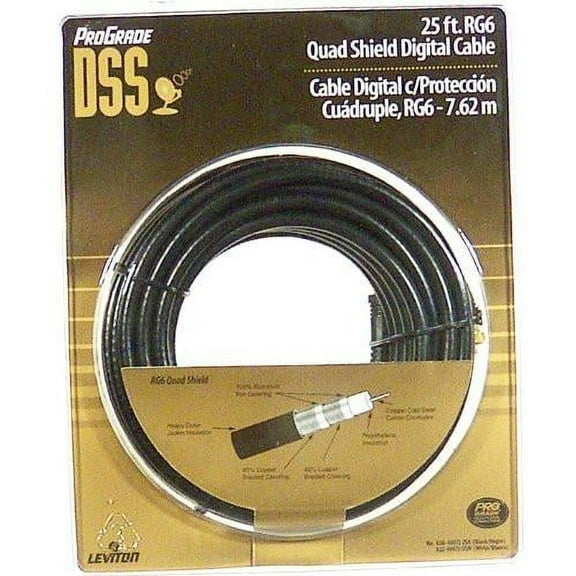 Leviton 630-40871-25E 25 Quad Shield Digital Coaxial Cable, Black
