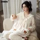 thumbnail image 4 of Conjunto de pijamas de Coral Jacquard de talla grande 3XL 4XL para mujer, ropa de dormir térmica estilo Teddy para mujer, Pijama largo regordete para chicas Kawaii, 4 of 5