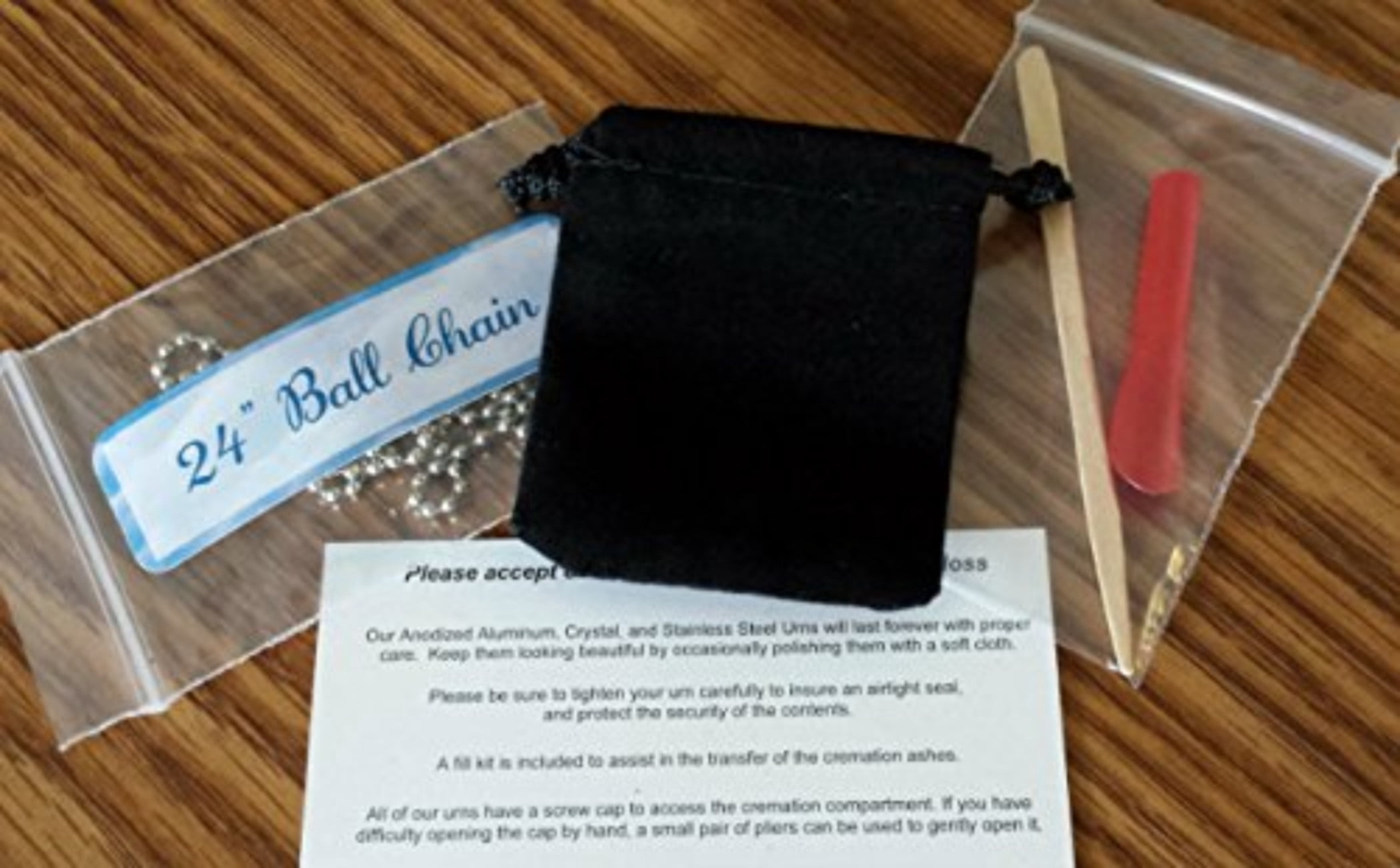FIVE "In Loving Memory" CREMATION URN Keychain Key Rings - Includes Five Velvet Pouches, Five Stainless Steel Keychains & Disposable Fill Kit