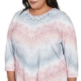 thumbnail image 4 of Alfred Dunner Womens Plus-Size Chevron Lacey Three Quarter Sleeve Top, 4 of 4