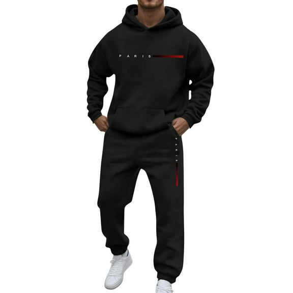 JAJAHO Men's Hooded Sweatshirt Suit Set Casual Streetwear Sweatsuit With Pockets Daily Wear Long Sleeve Hoodies Ankle-Tied Sweatpants 2 Piece Tracksuits Trendy Outfit