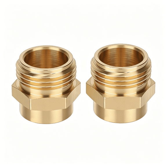 ZHZFKQ 2pcs Brass Garden Hose Adapter,1/2" NPT Female to 3/4" GHT Male Garden Hose Connector No-Leak Water Pipe Fittings for Outdoor Faucet Irrigation Sprinkler