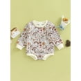 thumbnail image 2 of Franhais Baby Romper, Flower Print Crew Neck Long Sleeve Bodysuit Spring Outfit for Girls, 2 of 8