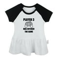 thumbnail image 5 of Pack of 2, Player 3 Has Entered The Game & And Baby Makes Three Funny Dresses For Baby, Newborn Babies Skirts, Infant Princess Dress, Toddler Frocks (Black Raglan Dresses, 0-6 Months), 5 of 5