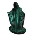 thumbnail image 2 of Dark Green Wizard Robe with Hood and Sleeves, Halloween Party Costume for Adults, Velvet Lined in BLACK Satin Cosplay, 64" Cloak, 2 of 6