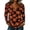 Orange, variant on Women's V Neck Long Sleeve T-Shirt, Halloween Haunted Castle Pumpkin Print Blouse, Casual Autumn Party Top Saffron M