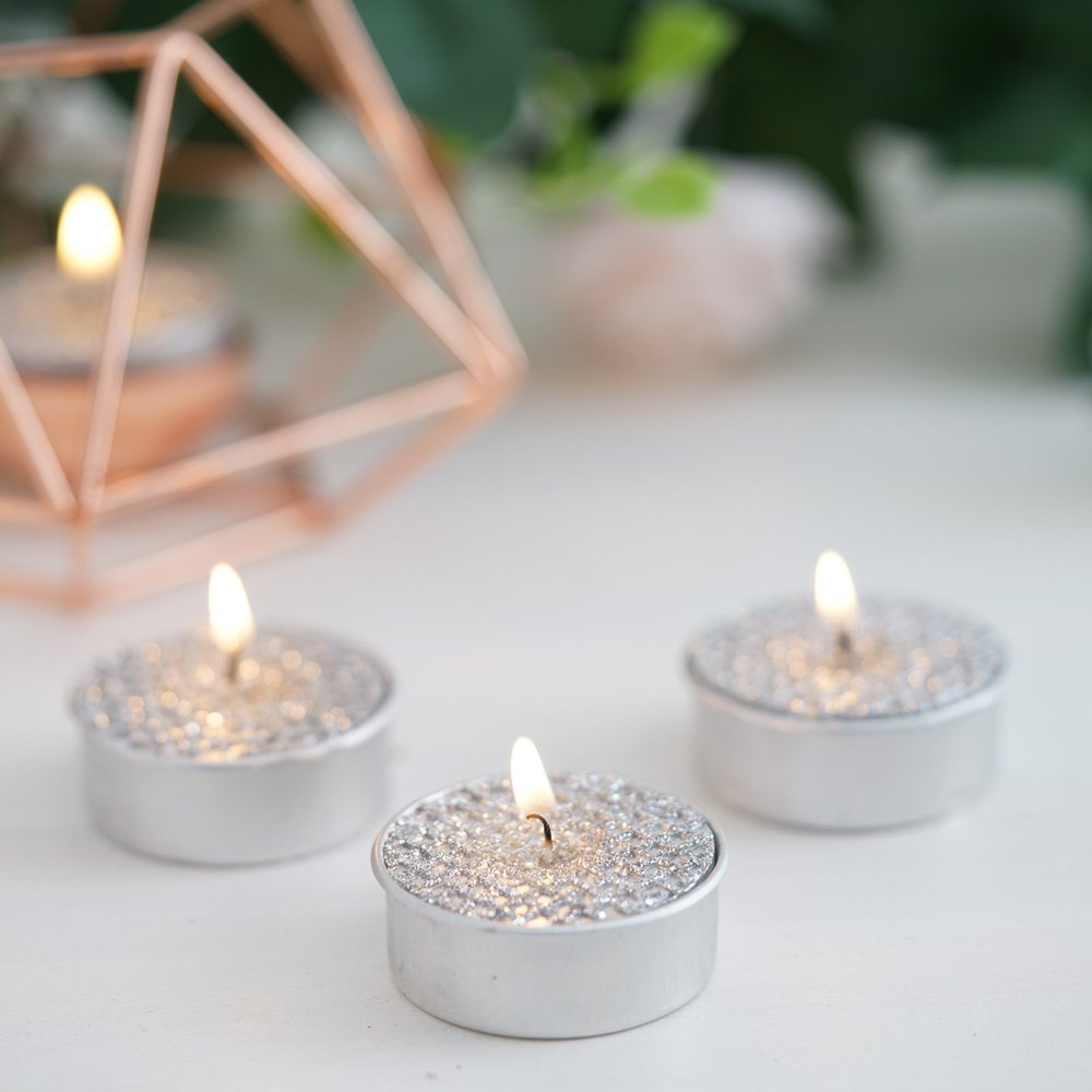 Efavormart Set of 9 Metallic Unscented Tea light Candles With Textured Design