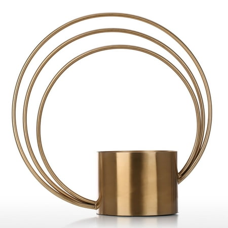 Round Vases For Centerpieces Round Flower Pot Metal Ornament Cylinder Shape Metal Handle Vase Fashionable Ornament Decorative Centerpiece for Home or Wedding Tabletop Decorative ()
