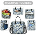 thumbnail image 2 of OBREWU Blue Pioneer Flower and Bird Women's Insulated Leakproof Large Lunch Bag, Oxford Cloth, 2 of 7