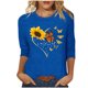 thumbnail image 1 of Tops de Cuello Redondo para las Mujeres Moda Impresa 3/4 Mangas Blusa Casual Top, Estante de Imitación, 1 of 5