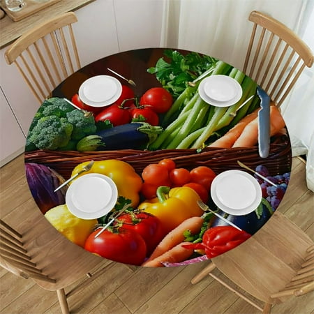

Orinice Still Life Vegetables Round Table Cover Stain Resistant Washable Indoor Outdoor Tablecloth Kitchen Dining Wedding Parties 100% Polyester Fiber 46-50