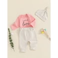 thumbnail image 3 of Suealasg Newborn Boys Fall Outfits 3Pcs Baby Boys Clothes Set Long Sleeve Letters Romper Long Pants Hat 3 6 9 12 Months Infant Boys Autumn Clothing, 3 of 7