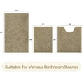 thumbnail image 3 of 3 Pieces Bathroom Rugs, Ultra Soft Non Slip Absorbent Chenille Toilet Bath Mat Set (Taupe), 3 of 6