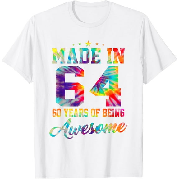 60 Year Old Gift Women Girls Born in 1964 60th Birthday T-ShirtMen and women, White T-shirt, size: Extra large