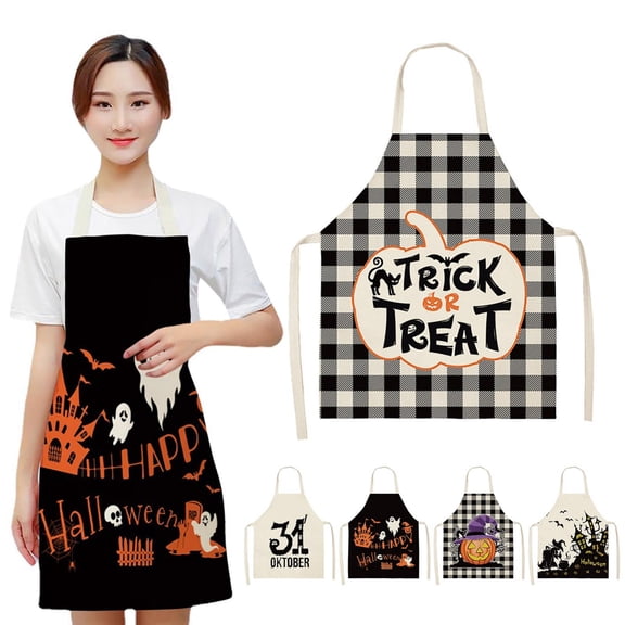 CoreLiving Halloween Pumpkin Cooking Apron, Adjustable Chef Bib for Fall Baking & Holiday Kitchen Decor, Durable Cotton Blend, One Size Fits Most Adults