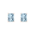 thumbnail image 3 of 1.0 Ct Emerald Cut Studs Blue Crystal 14K Rose Solid Gold Everyday Dainty Earrings Push Back, 3 of 7