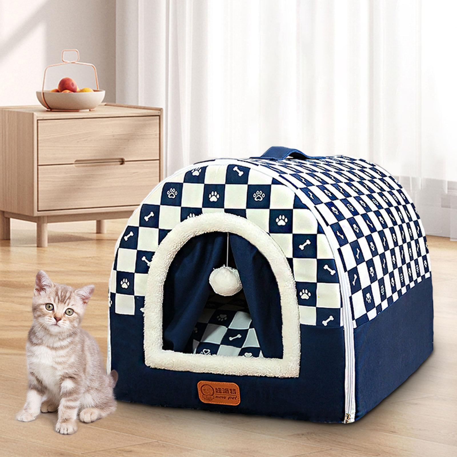 oshhni Cozy Small Dog House Indoor for Cat and for Dog Puppy Kitten Navy Blue XL