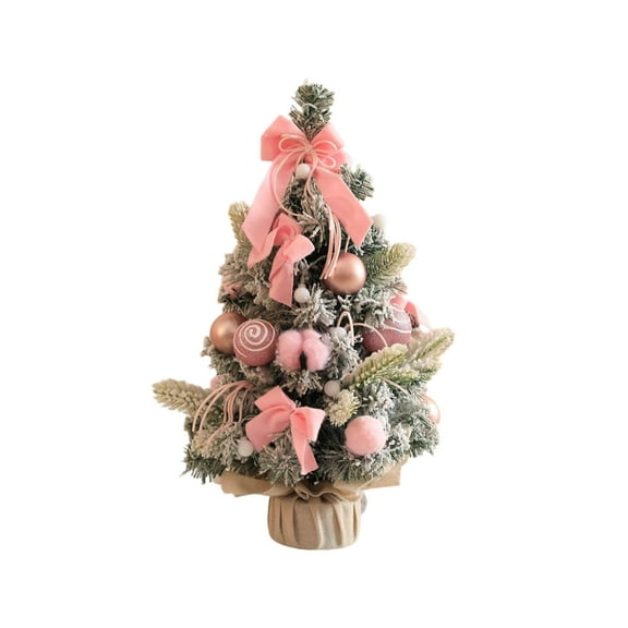 Mini Christmas Tree Desktop Decor - 12 Inch Snow Flocked Artificial Pine Tree with Burlap Base, Tabletop Xmas Tree for Holiday Home Office Party, and Anthropology Home Decor