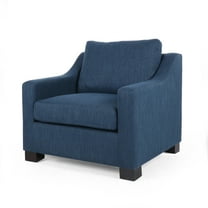 GDF Studio Quran Contemporary Fabric Club Chair, Navy Blue and Dark Brown