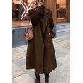 thumbnail image 3 of sicmoss Women's Coffee Double Breasted Wool Pea Coat Notch Lapel Midi Winter, 3 of 6