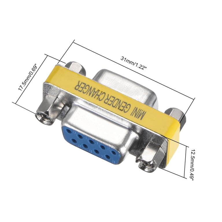 Monoprice DB9 Female To Female Mini Gender Changer Adapter - White
