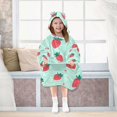 thumbnail image 7 of FORMRS Wearable Blanket Hoodie with Sleeves for Kids Cozy Flannel Sweatshirt, Green Strawberry, 7 of 7