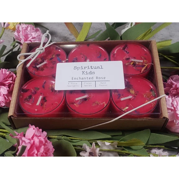 Enchanted Rose Soy Tealights 6 Count Handmade W/ Fragrant/Essential Oils