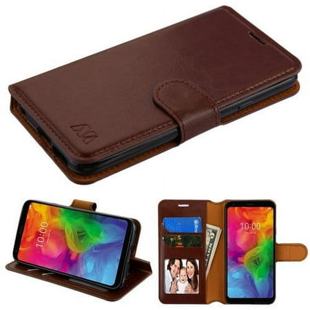 Wallet Case for LG Q7, Q7+, Q7 Plus - Case Leather Flip Wallet Phone Case Cover Stand Pouch Book Magnetic Buckle Brown