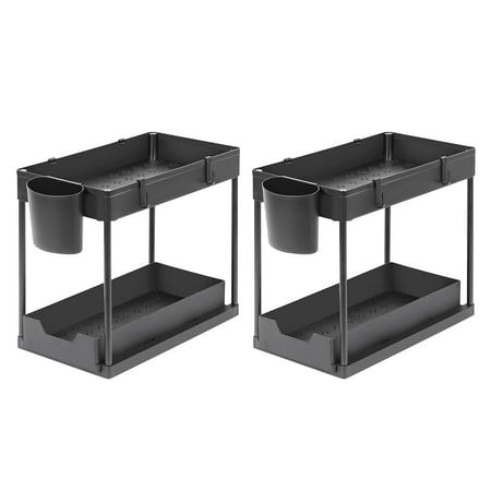 

2pcs Double-layer Pull-out Kitchen Sink Storage Rack Spice-rack Desktop Storage Rack