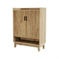 thumbnail image 3 of Spaco 20-Pair Farmhouse Shoe Cabinet with Doors, Space-Saving Compact Design, Sturdy Wooden Construction, Entryway/Hallway/Closet Storage, Natural, 3 of 5