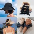 thumbnail image 1 of Cheers.US Women Summer Sun Visor UV Protective Anti Ultraviolet Bowknot Wide Brim Foldable Packable Straw Hat Cap for Beach Outdoor, 1 of 7
